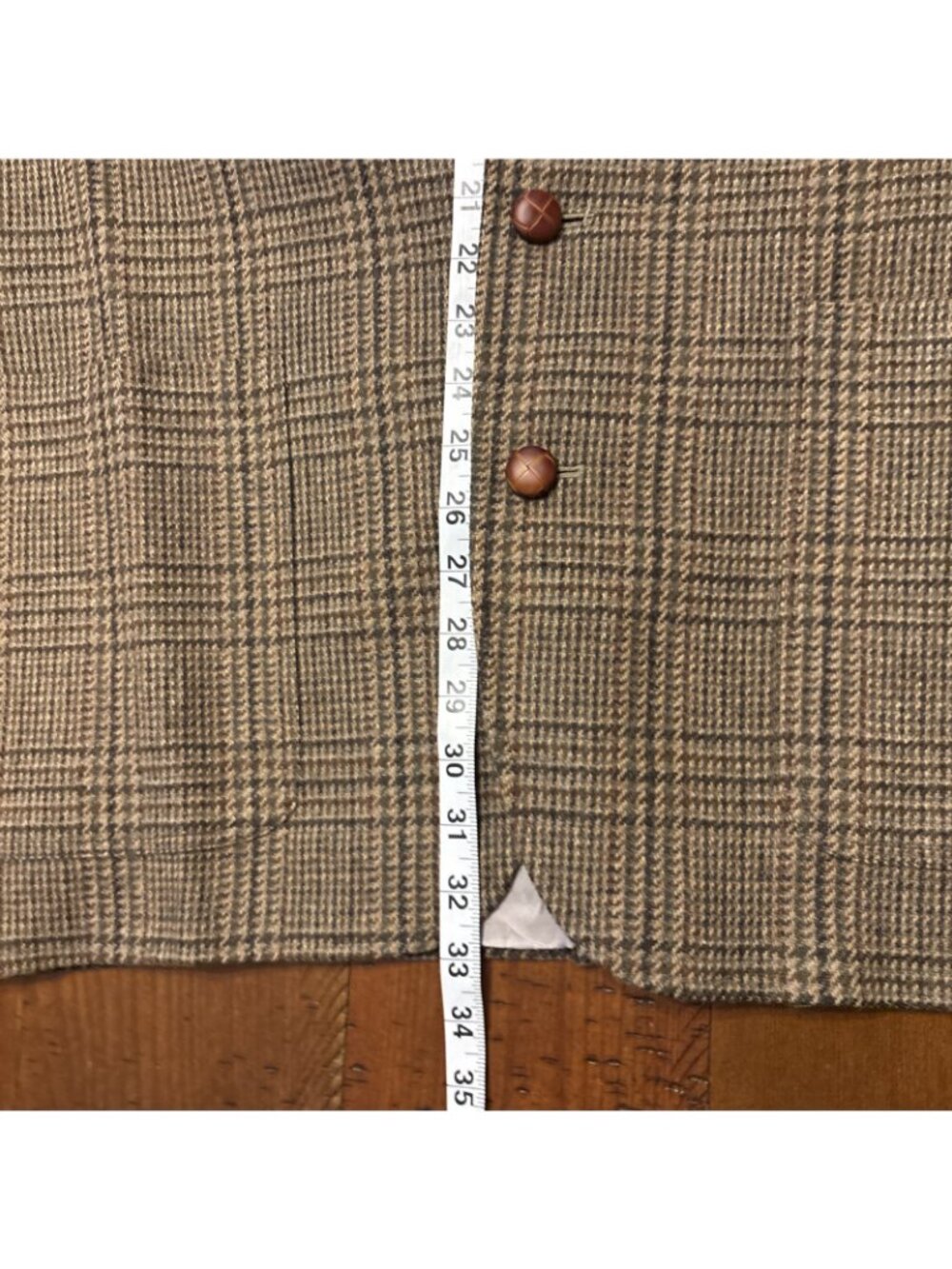 Vtg Lands End Brown Tweed Sports Coat Size 44 L Elbow Patches Wool - Picture 7 of 7